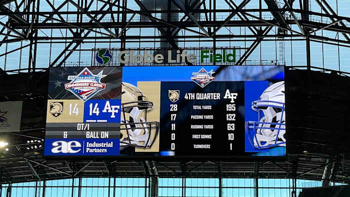 Air Force out-gained Army 195-28 in the fourth quarter, sending the game into OT.